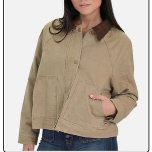 Hunter Women's Corduroy Collar Raglan Sleeve Cotton Barn Jacket XL